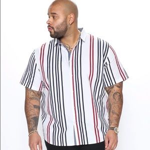 Fashion Nova Men Calabasas Short Sleeve Woven Top - White/Combo Size XXL